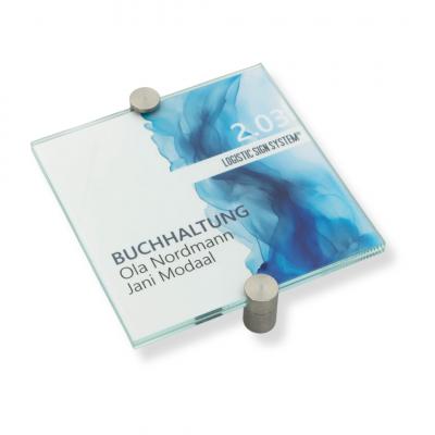 Türschild VITRUM K , Glasschild, Büroschild, Doppelglasschild